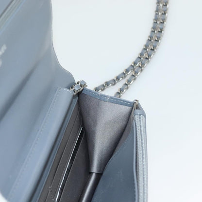 Chanel Wallet on Chain Camellia Patent, GRAY, PATENT_LEATHER, Shoulder bag