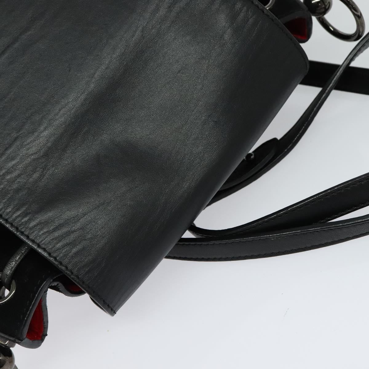 Christian Louboutin Lucky L Convertible Backpack Spiked Leather and Suede, BLACK, LEATHER, Backpack