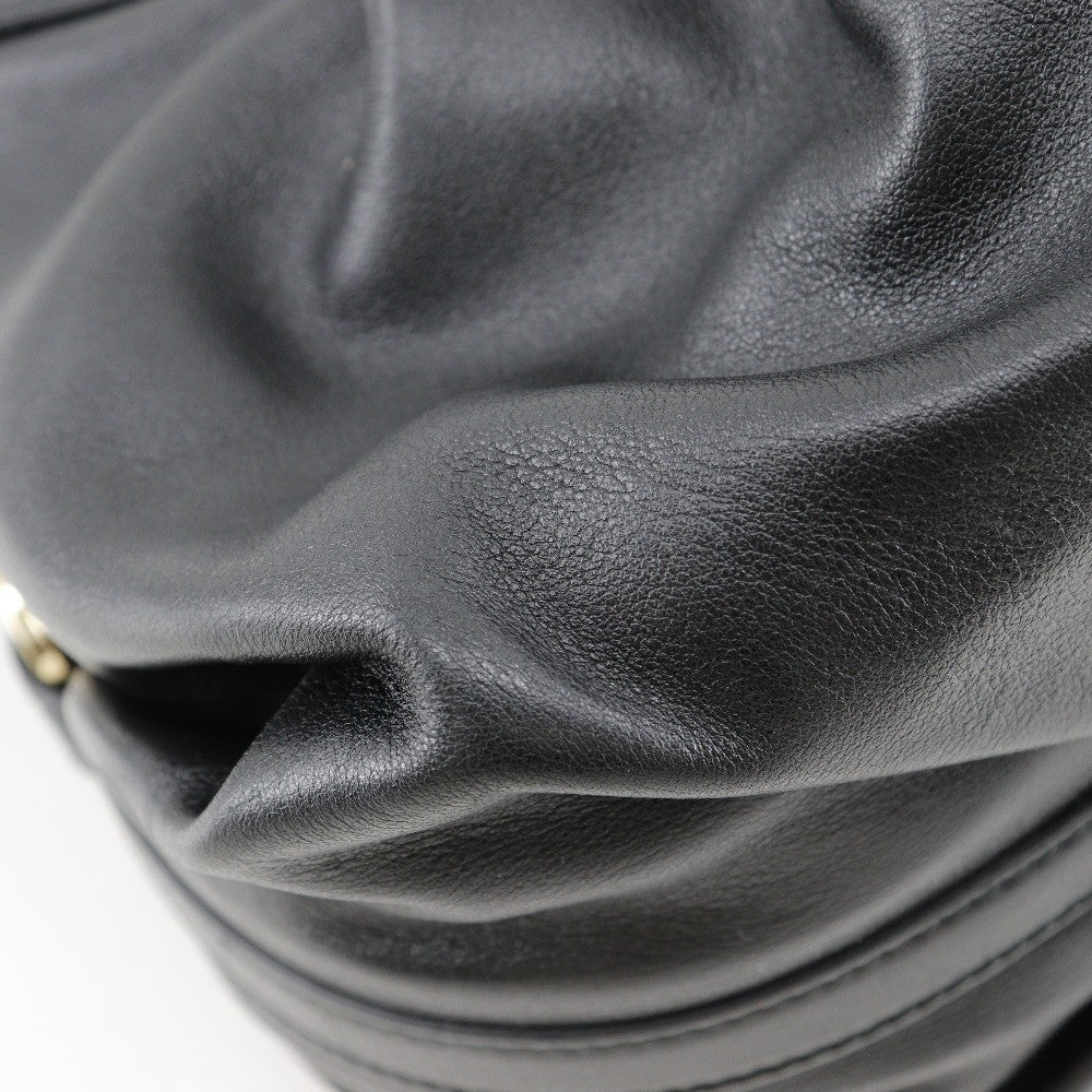 Bvlgari Chandra Hobo Leather, Black, Leather, Handbag