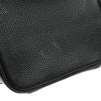 Chanel Vintage Timeless Cosmetic Case Caviar, BLACK, LEATHER, Clutche & pouche