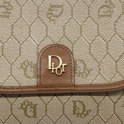 Christian Dior Vintage Honeycomb Flap Crossbody Bag Coated Canvas, BEIGE, PVC, Crossbody bag