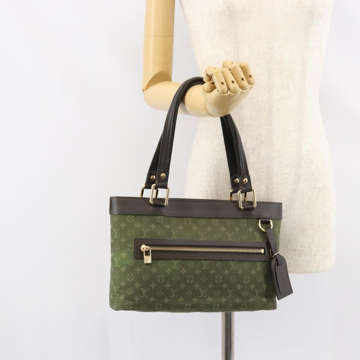 Louis Vuitton Lucille Handbag Mini Lin, KHAKI, CANVAS, Handbag