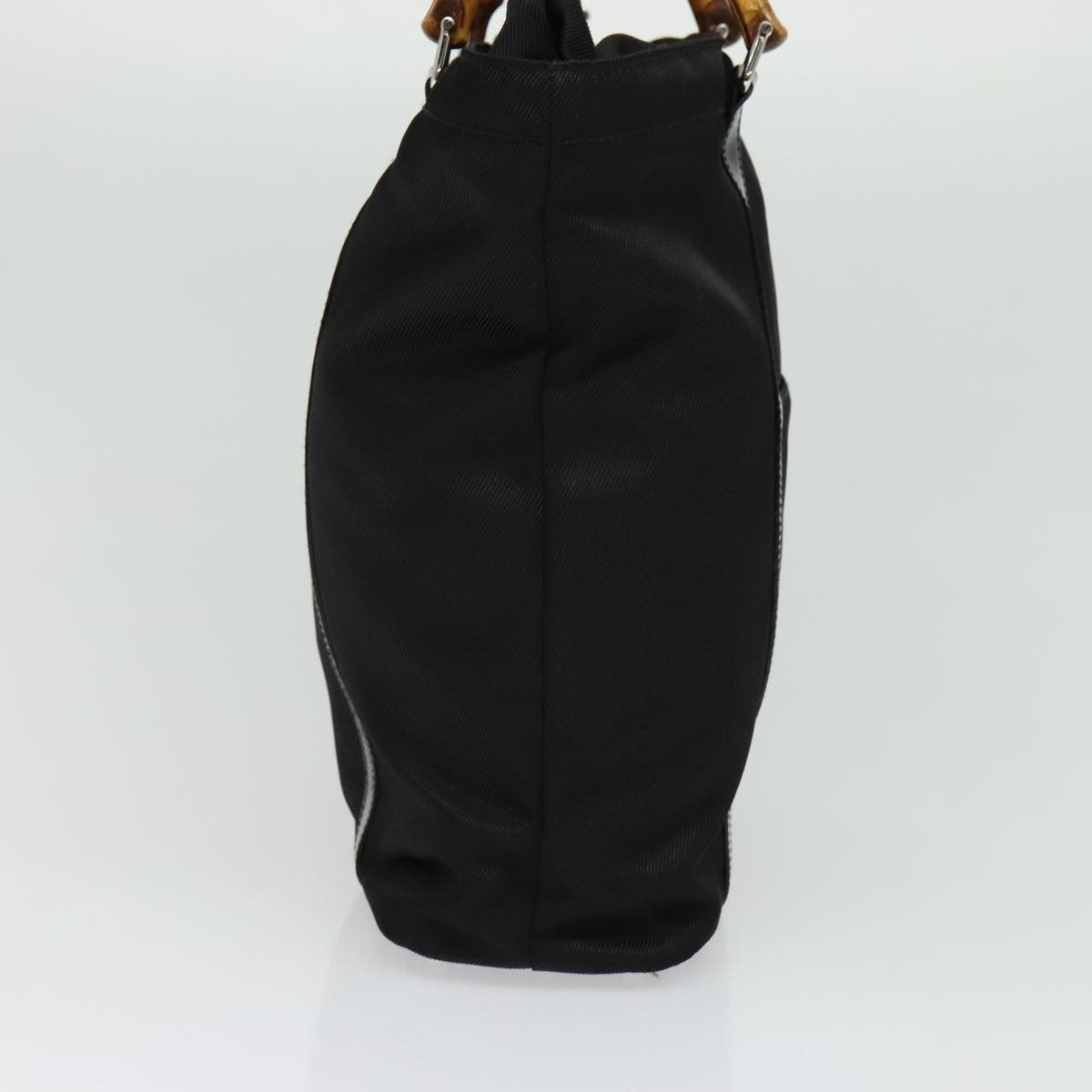 Gucci Vintage Bamboo Handle Tote Nylon, Black, Nylon, Tote Bag