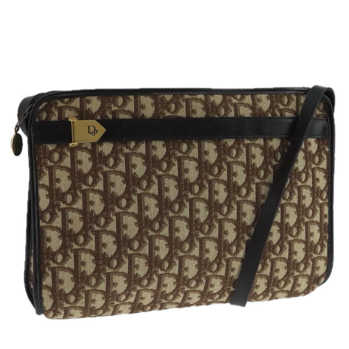 Christian Dior Vintage Trotter Shoulder Bag Canvas, BROWN, CANVAS, Shoulder bag