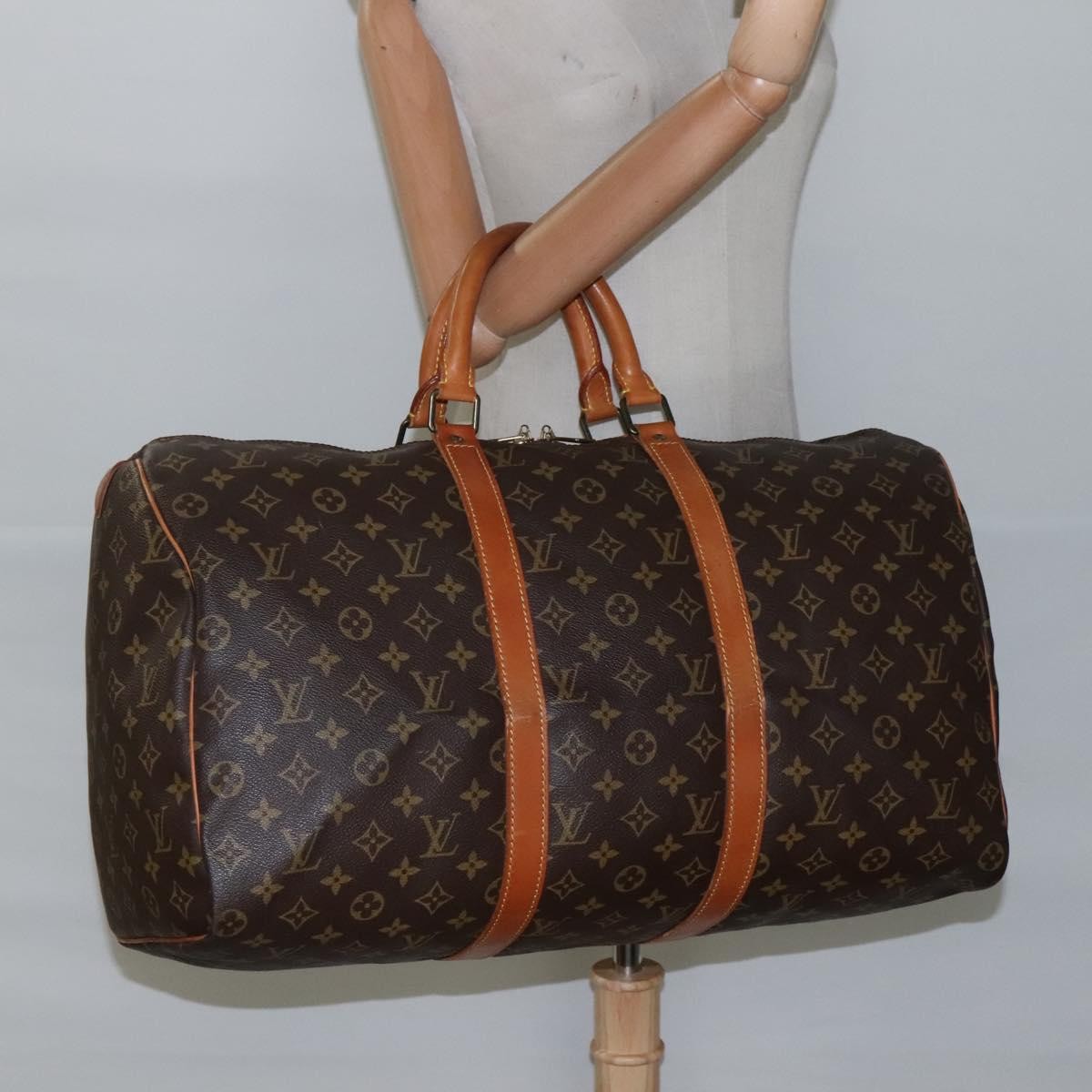 Louis Vuitton Keepall Bag Monogram Canvas, BROWN, CANVAS, Travel bag