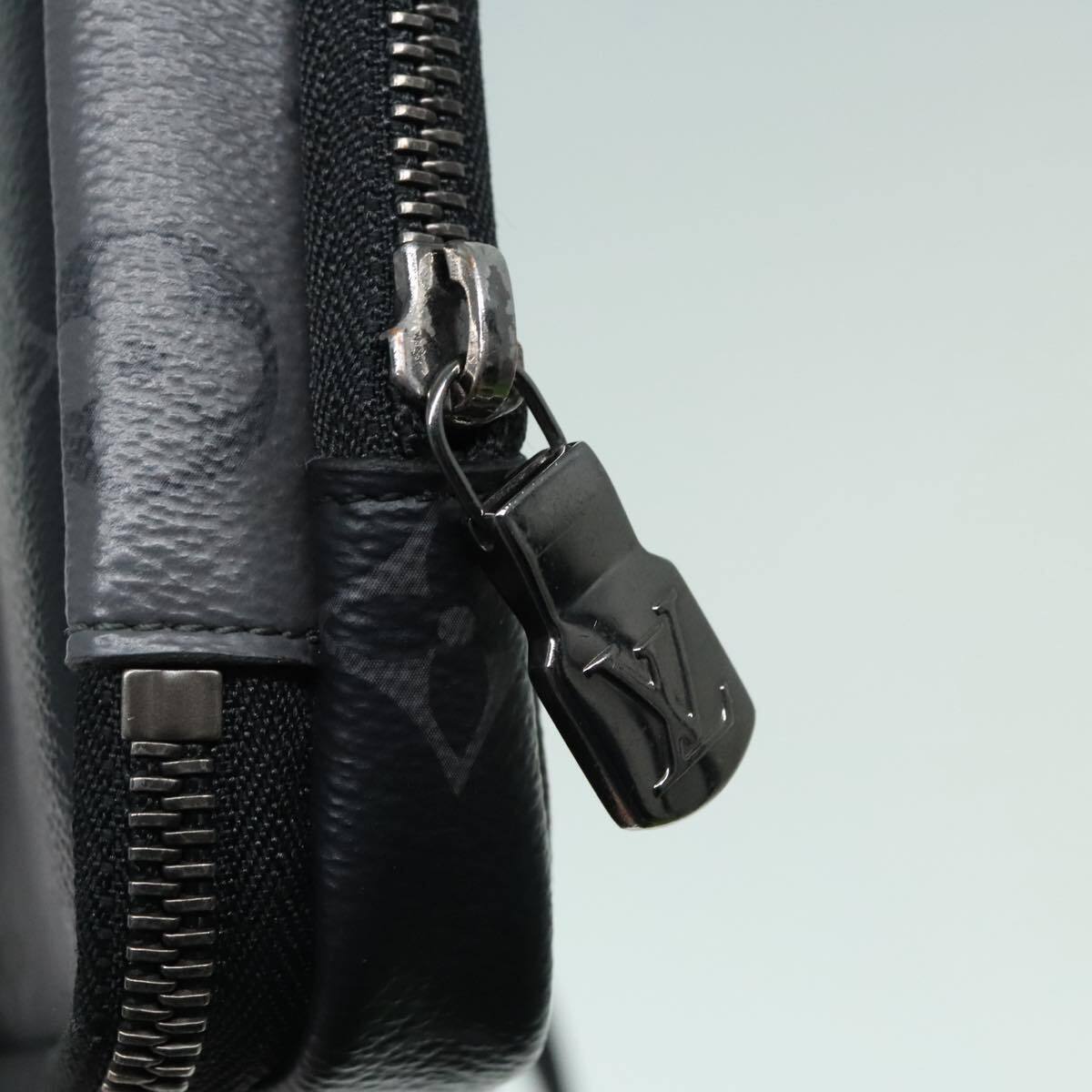 Louis Vuitton Double Phone Pouch Reverse Monogram Eclipse Canvas, GRAY, CANVAS, Tech accessory