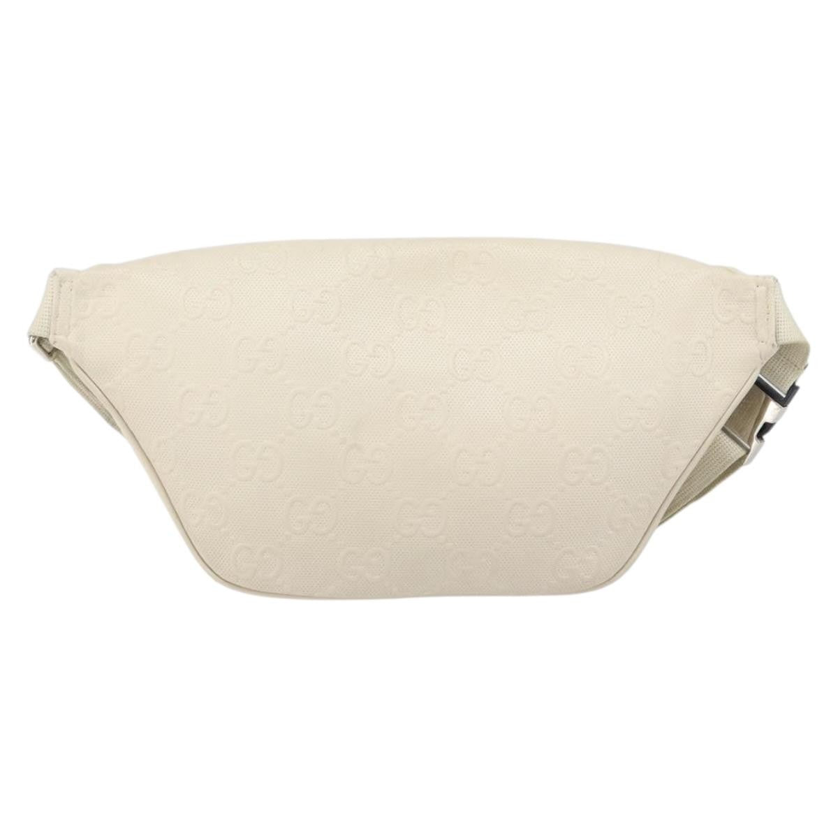 Gucci Front Pocket Belt Bag GG Embossed Perforated Leather, WHITE, LEATHER, Shoulder bag