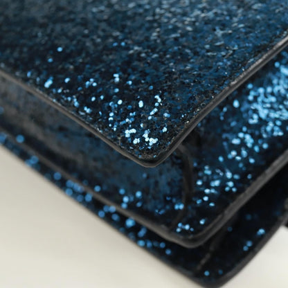 Saint Laurent Sunset Satchel Glitter, BLUE, LEATHER, Shoulder bag