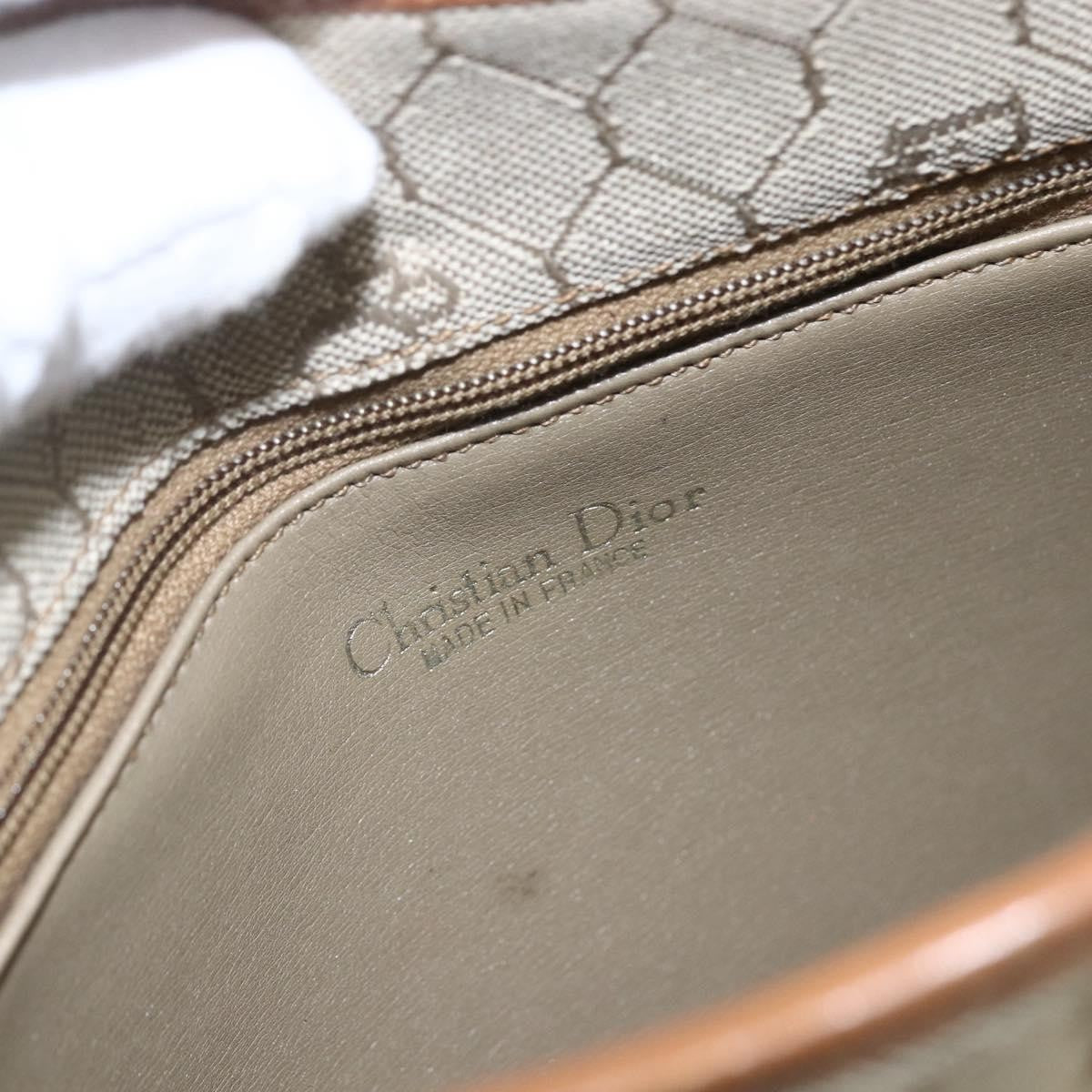 Christian Dior Vintage Honeycomb Shoulder Bag Canvas and Leather, BEIGE, CANVAS, Shoulder bag