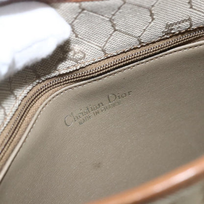 Christian Dior Vintage Honeycomb Shoulder Bag Canvas and Leather, BEIGE, CANVAS, Shoulder bag