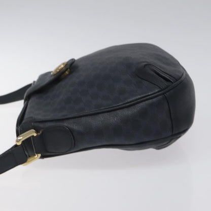 Celine Vintage Macadam Shoulder Bag Canvas and Leather, BLACK, CANVAS, Shoulder bag
