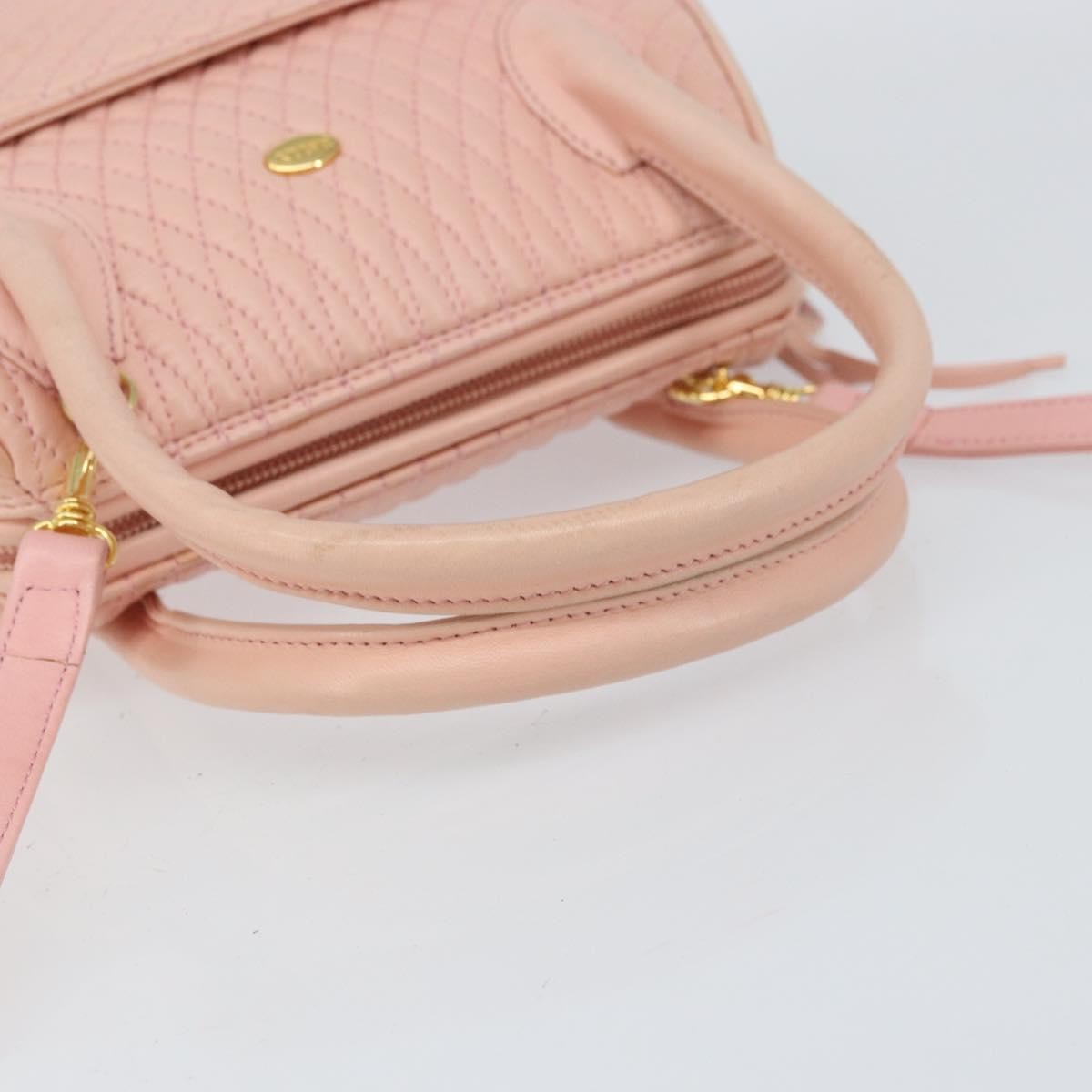 Bally Vintage Handbag Quilted Leather, PINK, LEATHER, Handbag