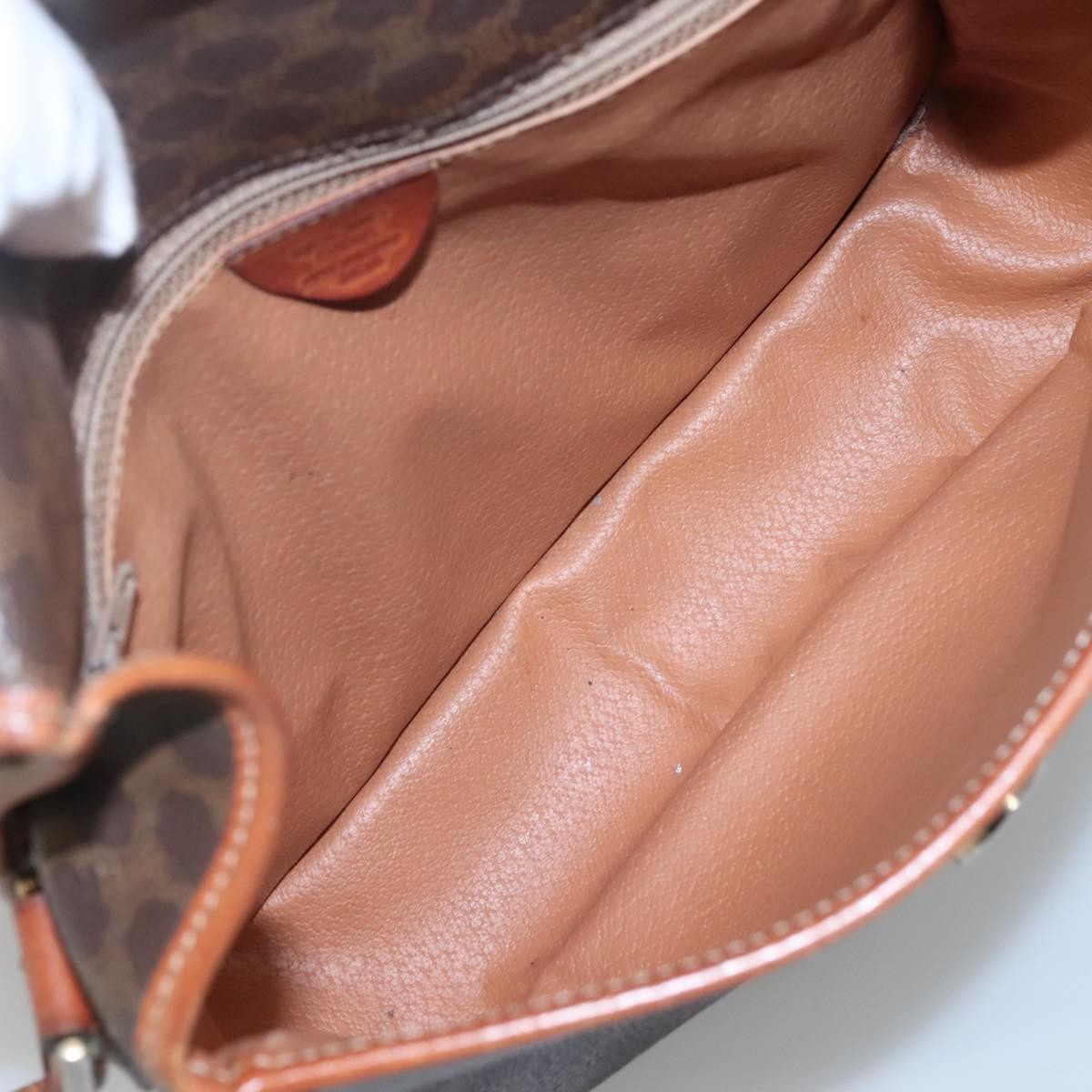 Celine Vintage Macadam Circle Logo Shoulder Bag Canvas and Leather, Brown, Canvas, Shoulder Bag