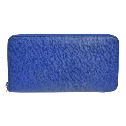 Hermes Azap Zip Around Wallet Silk'in Epsom, Blue, Leather, Wallet