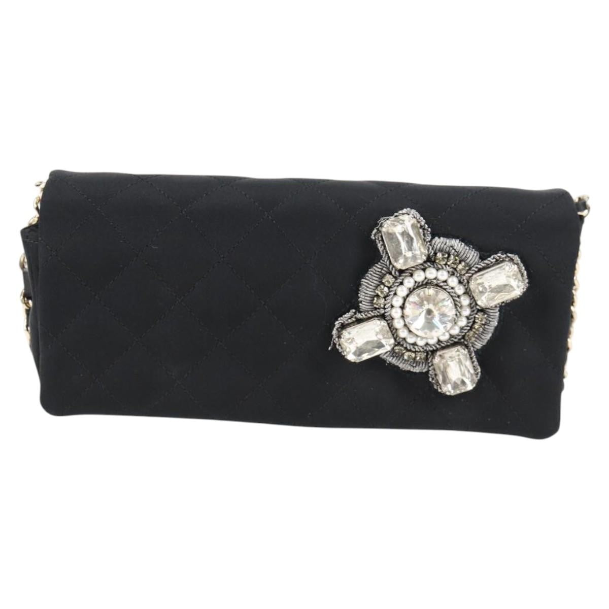 Chanel Chain Flap Shoulder Bag Quilted Nylon, Black, Nylon, Shoulder Bag