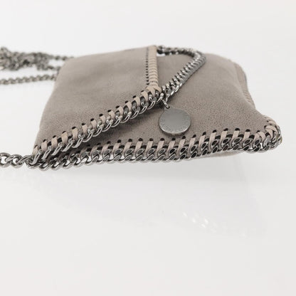 Stella McCartney Falabella Fold Over Flap Crossbody Bag Shaggy Deer, GRAY, SUEDE, Crossbody bag