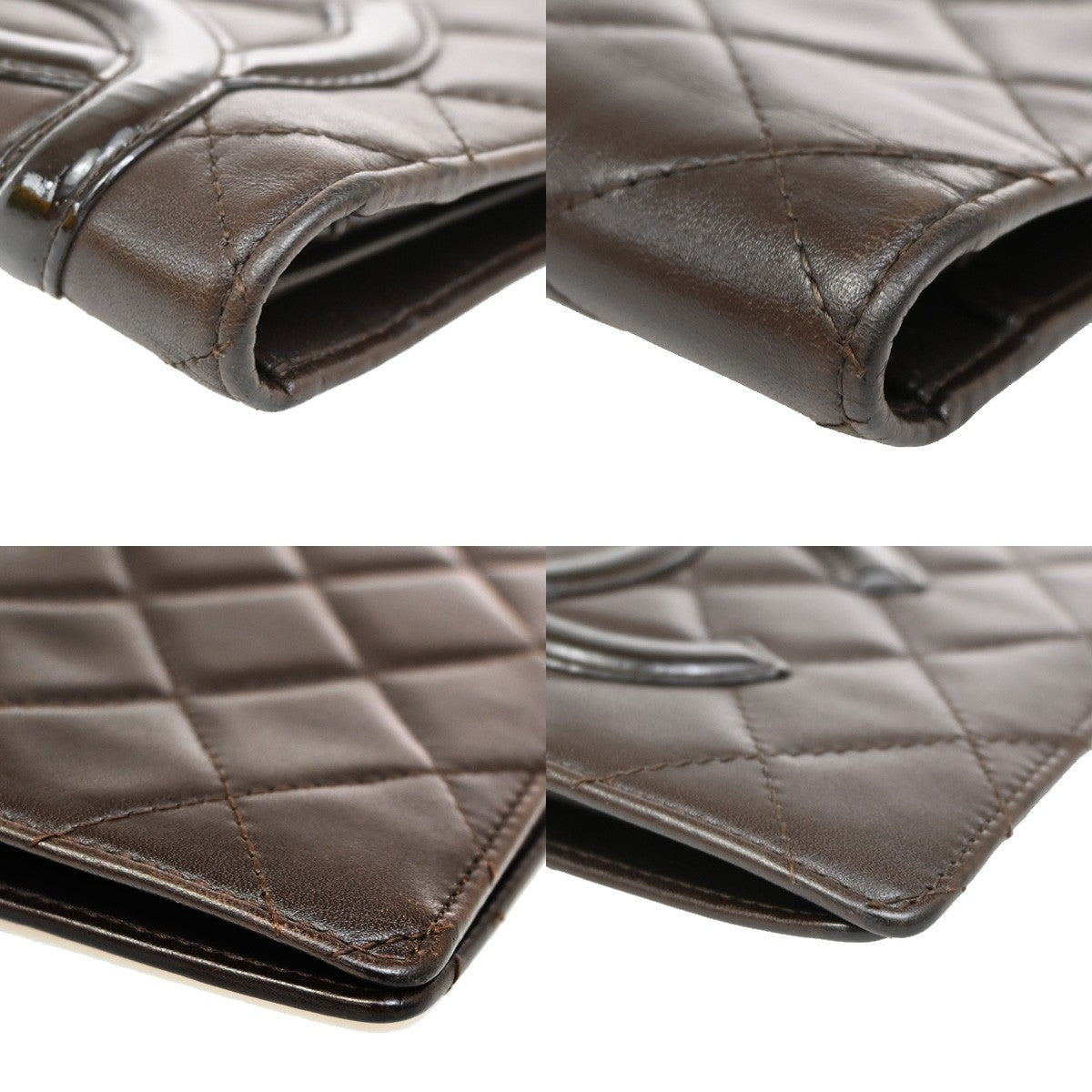 Chanel Cambon Zip Around Wallet Quilted Lambskin, BROWN, PATENT_LEATHER, Wallets