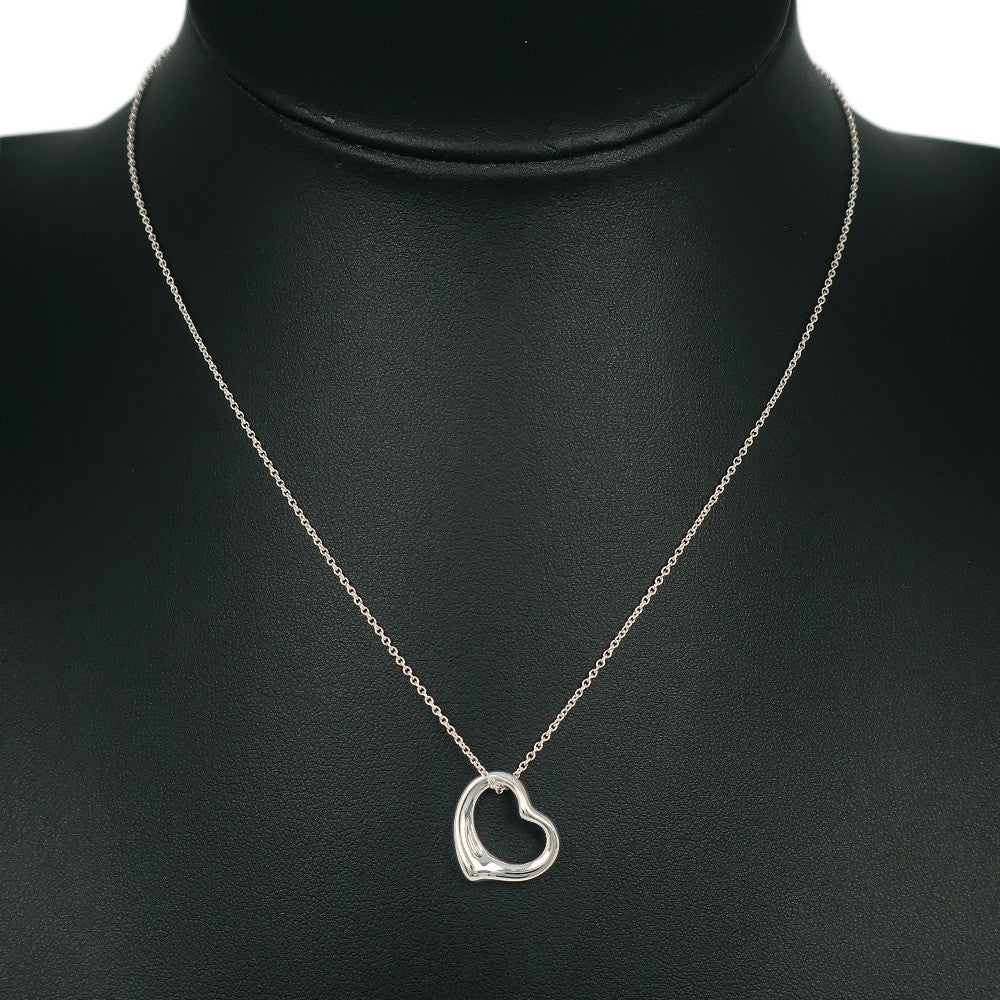 Tiffany & Co. Elsa Peretti Open Heart Pendant Necklace Sterling Silver, SILVER, SILVER, Necklace