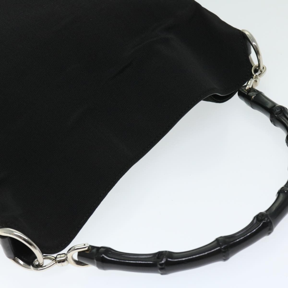 Gucci Vintage Bamboo Handle Bag Nylon, Black, Nylon, Handbag
