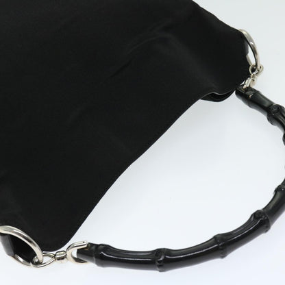 Gucci Vintage Bamboo Handle Bag Nylon, Black, Nylon, Handbag
