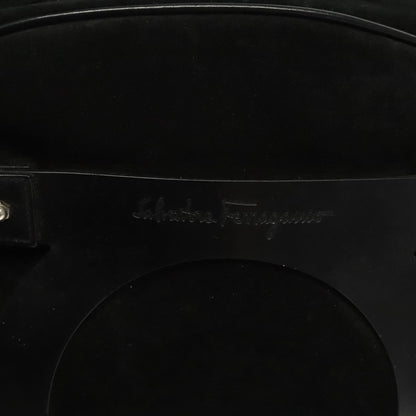 Salvatore Ferragamo Gancini handbag Suede, BLACK, SUEDE, Handbag