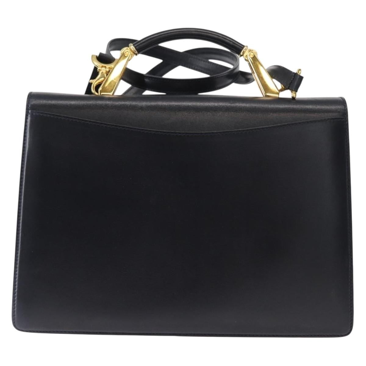 Bally Vintage Handbag Leather, Navy, Leather, Handbag