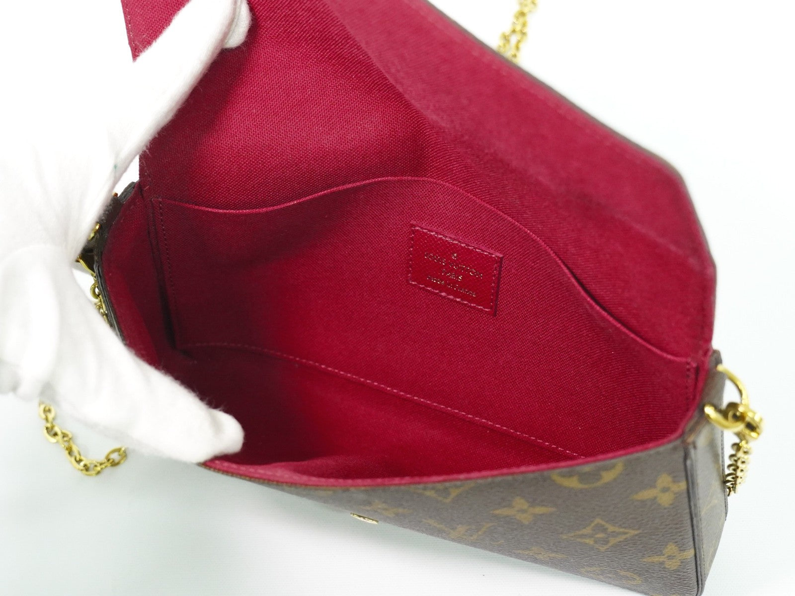 Louis Vuitton Felicie Pochette Monogram Canvas, BROWN, CANVAS, Clutche & pouche
