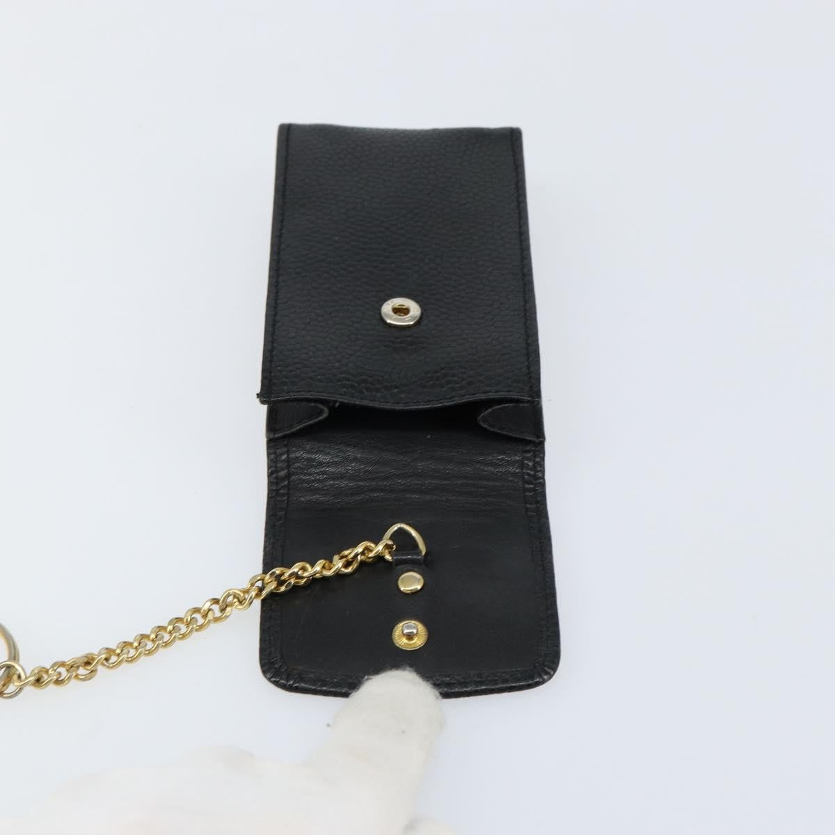 Chanel Vintage CC Phone Holder Crossbody Bag Caviar, BLACK, LEATHER, Clutche & pouche