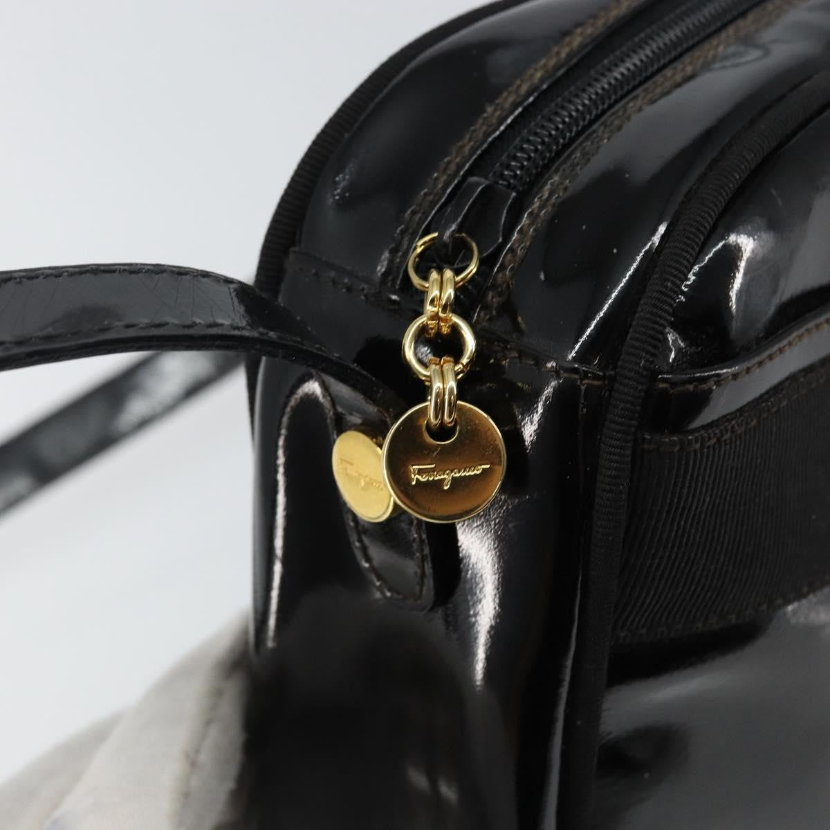Salvatore Ferragamo Vala Shoulder Bag Patent Leather, BLACK, PATENT_LEATHER, Shoulder bag