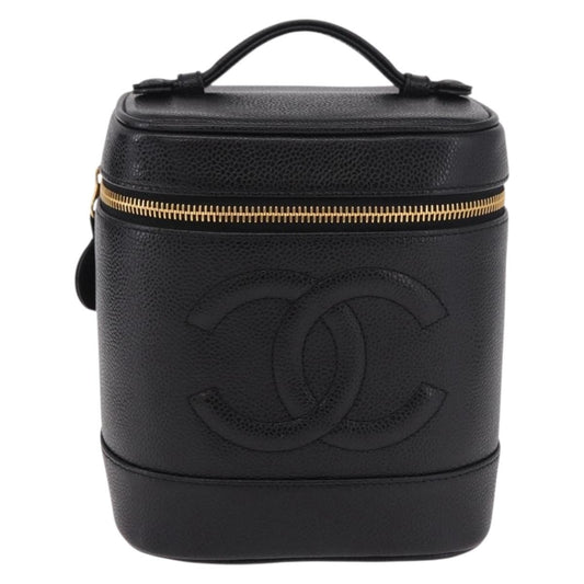Chanel Vintage Timeless Cosmetic Case Caviar, Black, Leather, Handbag