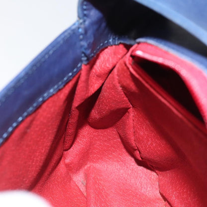 Celine Circle logo Leather, BLUE, LEATHER, Handbag