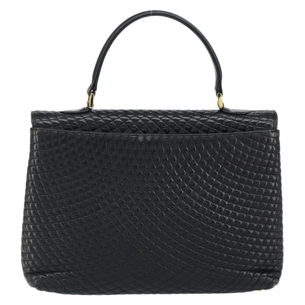 Bally Vintage Handbag Quilted Leather, BLACK, LEATHER, Handbag