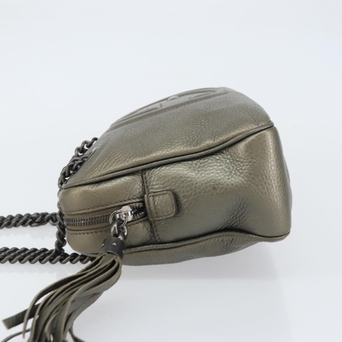 Gucci Soho Chain Zip Shoulder Bag Leather, GOLD, LEATHER, Shoulder bag
