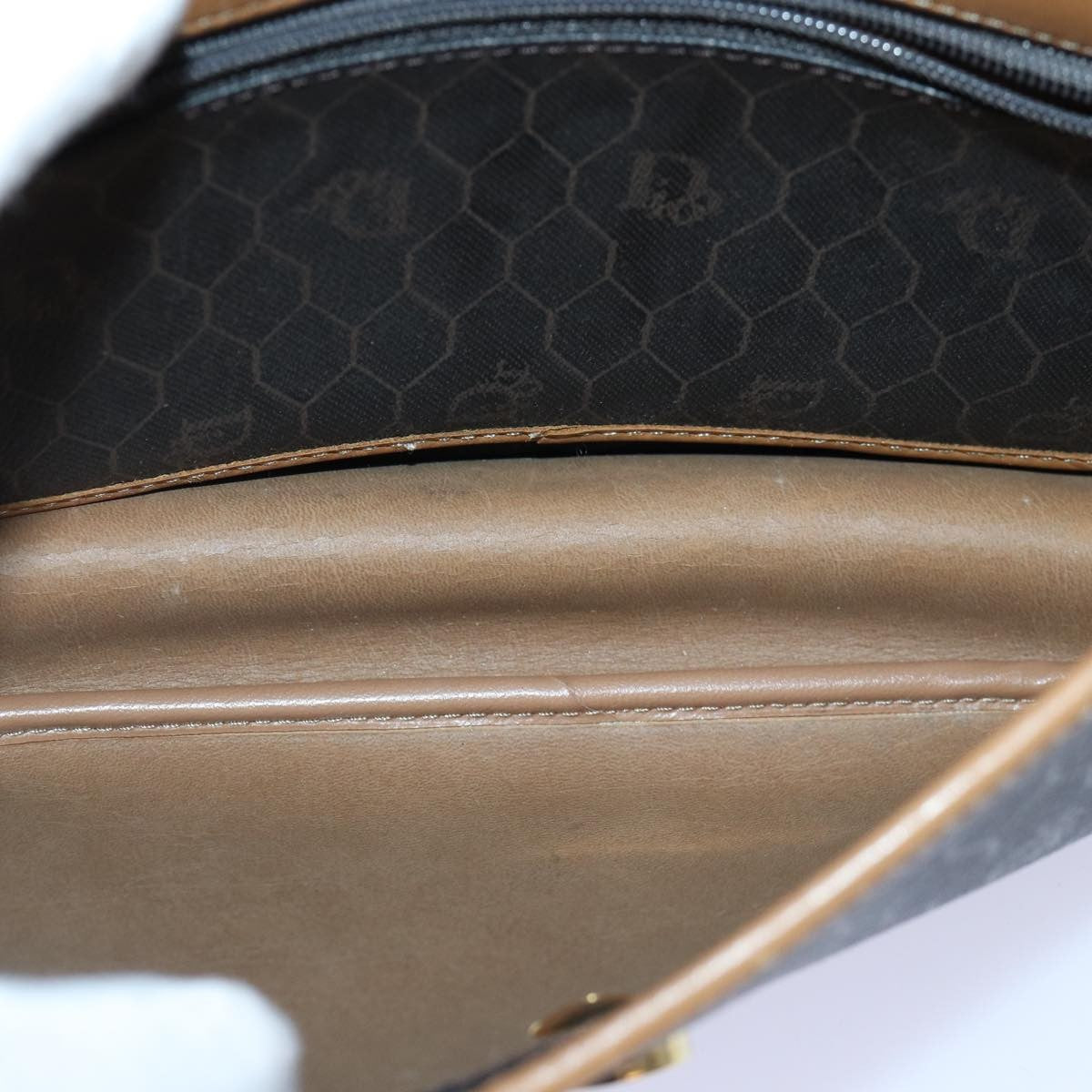 Christian Dior Vintage Honeycomb Shoulder Bag Canvas and Leather, BLACK, CANVAS, Shoulder bag