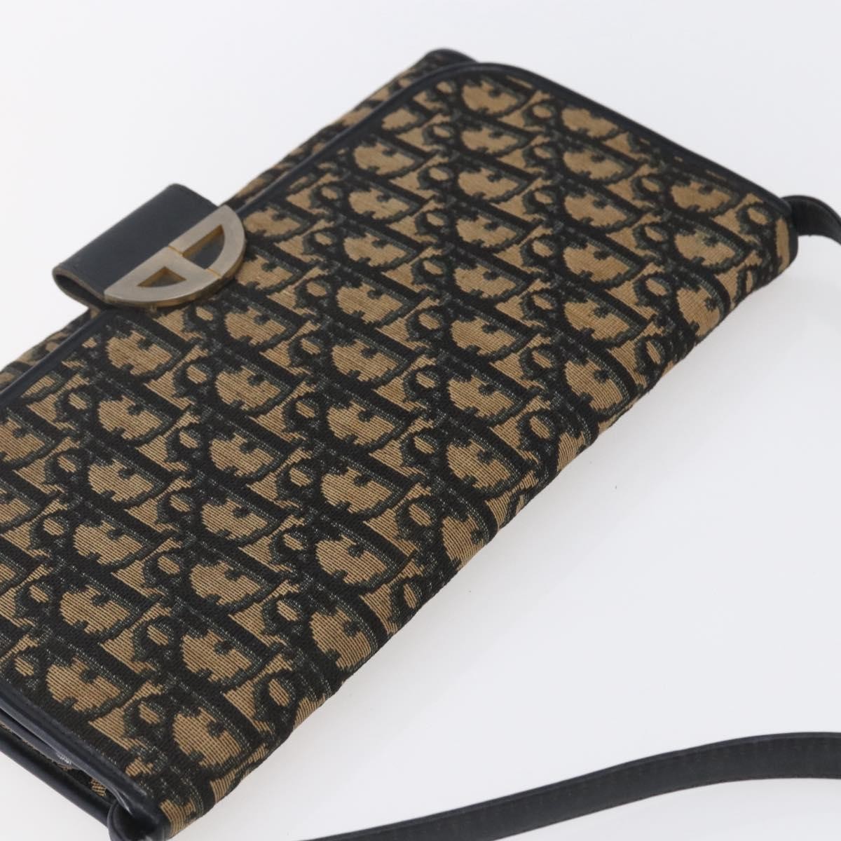Christian Dior Vintage Trotter Flap Shoulder Bag Diorissimo Canvas, NAVY, CANVAS, Shoulder bag