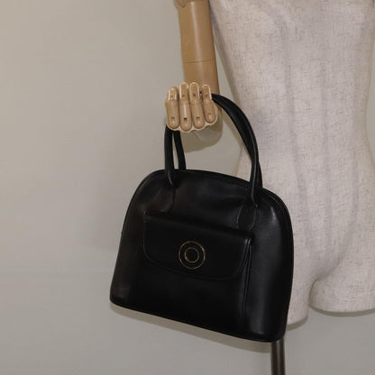 Celine Circle Logo Handbag Leather, BLACK, LEATHER, Handbag