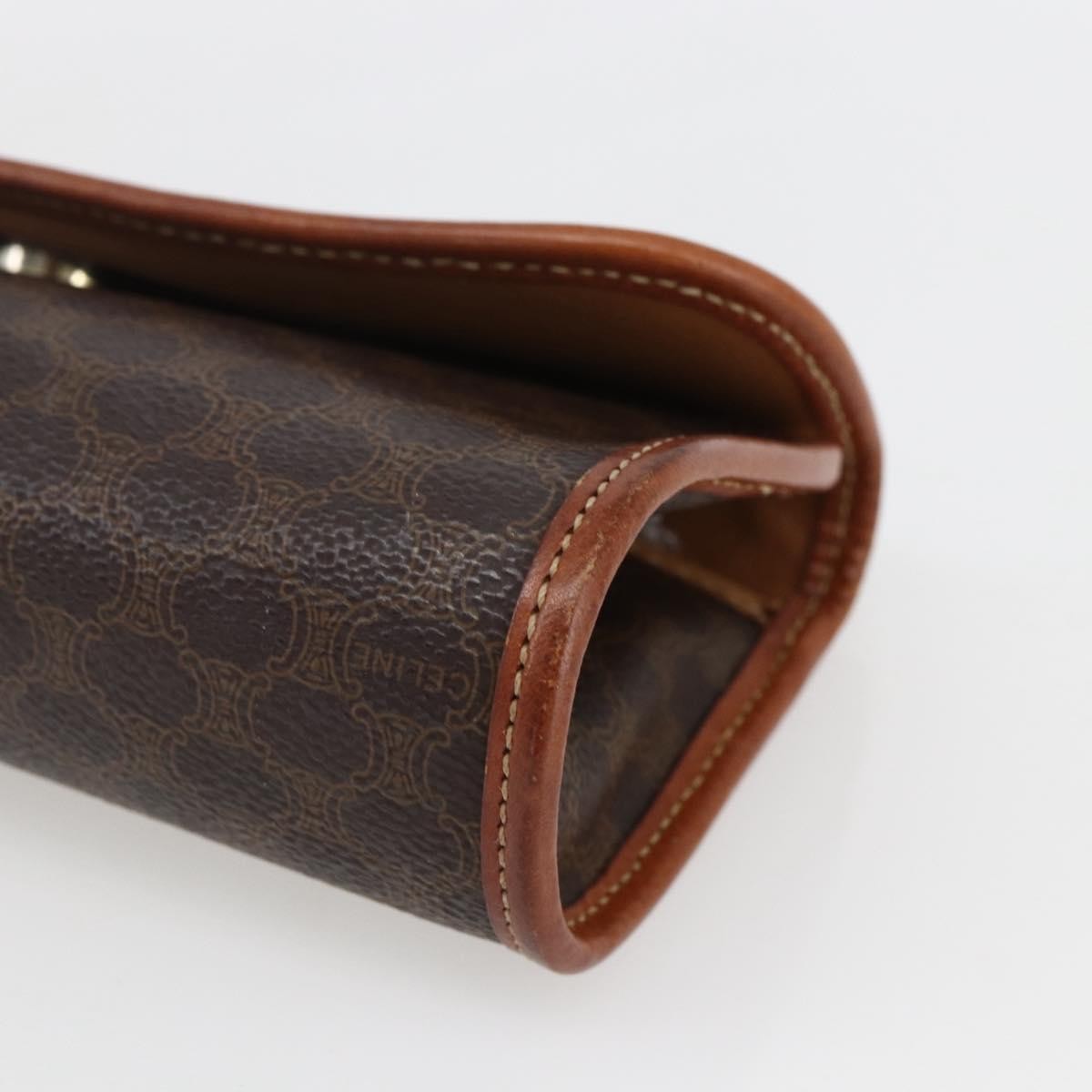 Celine Macadam Pochette Canvas and Leather, BROWN, CANVAS, Clutche & pouche