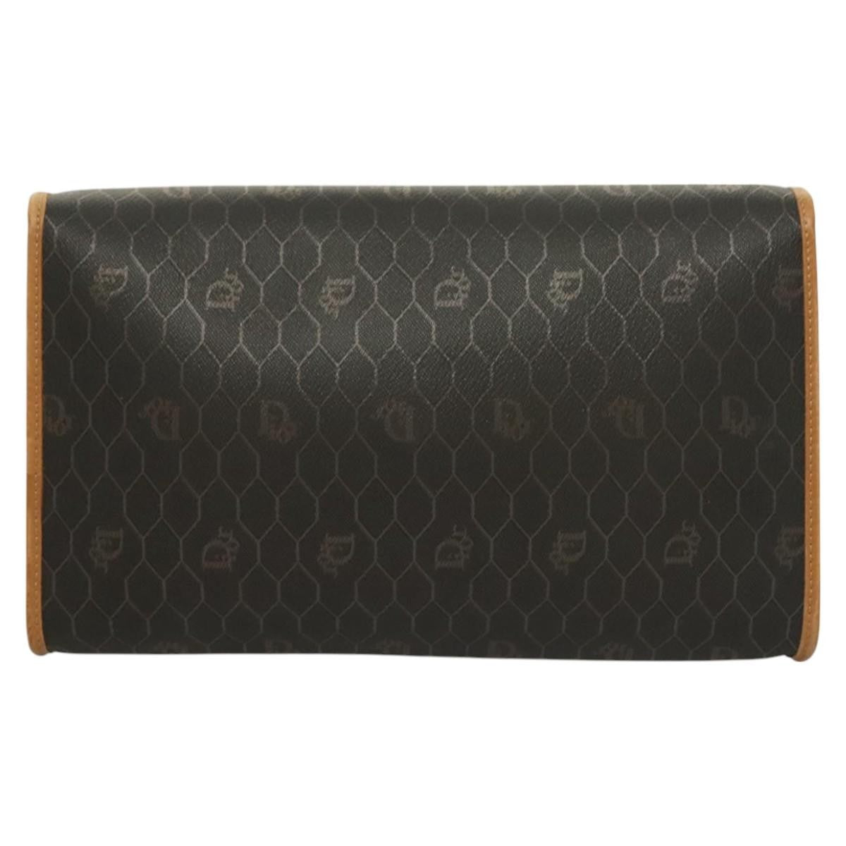 Christian Dior Vintage Honeycomb chain Canvas, BLACK, CANVAS, Handbag