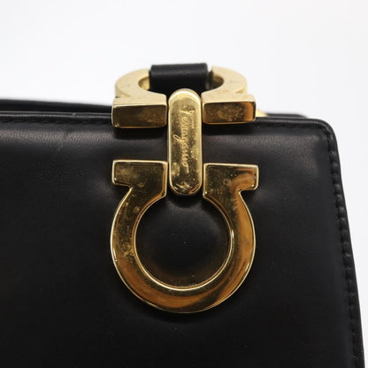 Salvatore Ferragamo Gancini Shoulder Bag Leather, BLACK, LEATHER, Shoulder bag