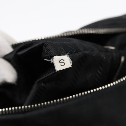 Prada Zip Messenger Bag Tessuto with Leather, BLACK, NYLON, Shoulder bag