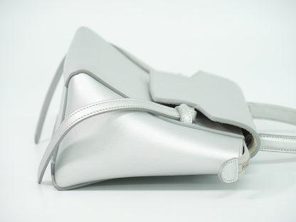 Celine Belt Bag Textured Leather, Silver, Leather, Handbag
