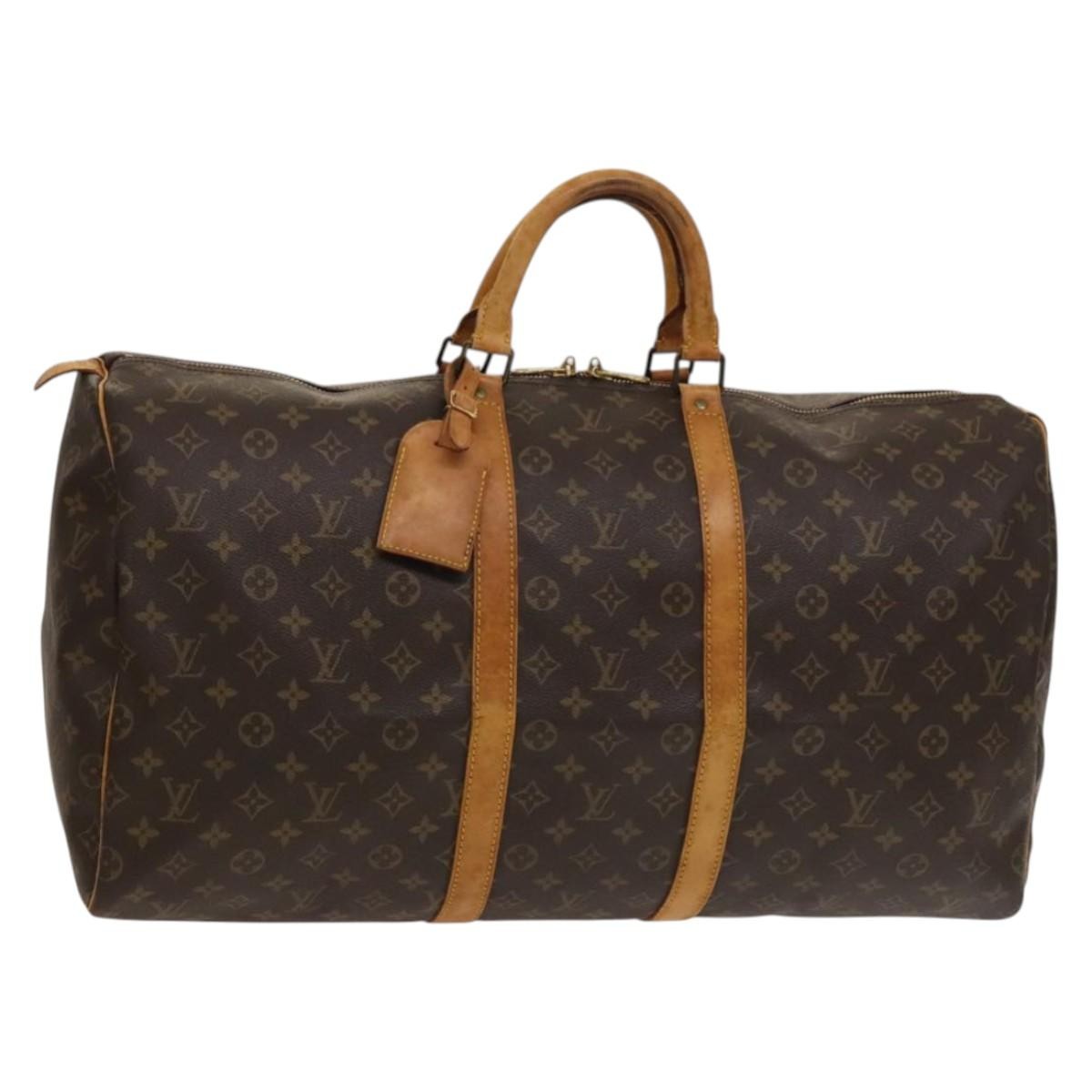 Louis Vuitton Keepall Bag Monogram Canvas, BROWN, CANVAS, Travel bag