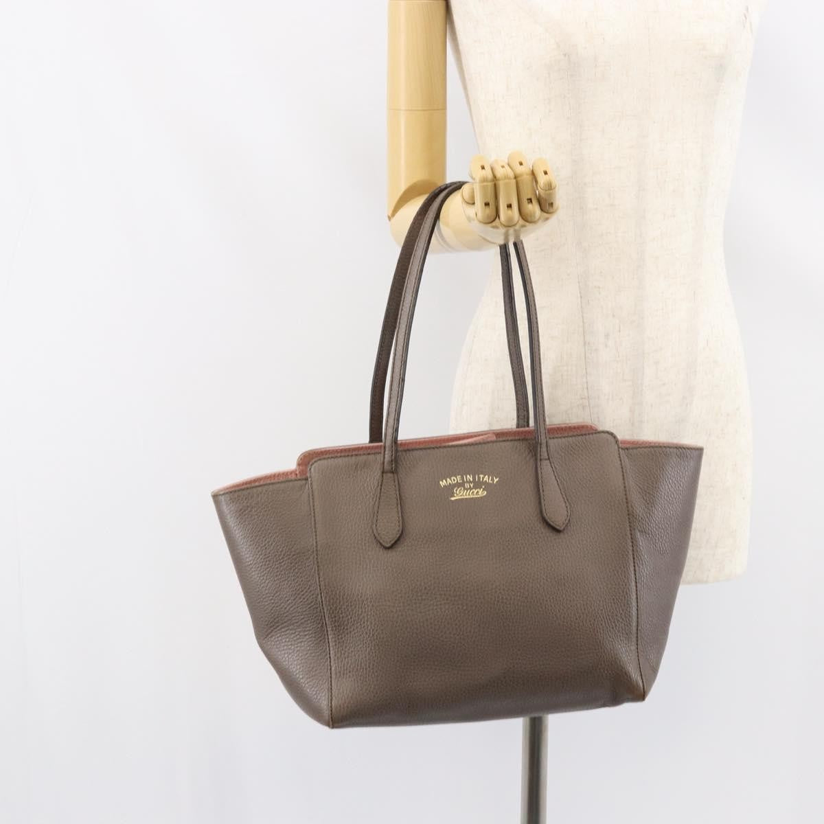 Gucci Swing Tote Leather, GRAY, LEATHER, Tote bag