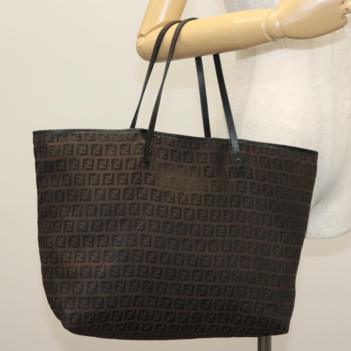Fendi Roll Tote Zucchino Canvas, BROWN, CANVAS, Tote bag