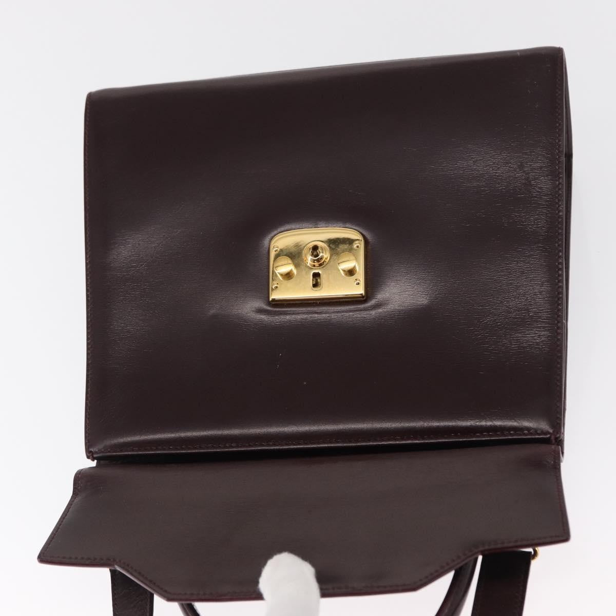 Gucci Vintage Lady Lock Top Handle Bag Leather, BURGUNDY, LEATHER, Handbag