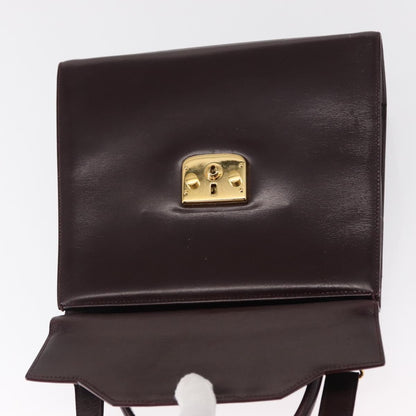 Gucci Vintage Lady Lock Top Handle Bag Leather, BURGUNDY, LEATHER, Handbag