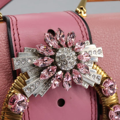 Miu Miu Madras Crystal Buckle Shoulder Bag Leather, PINK, LEATHER, Shoulder bag