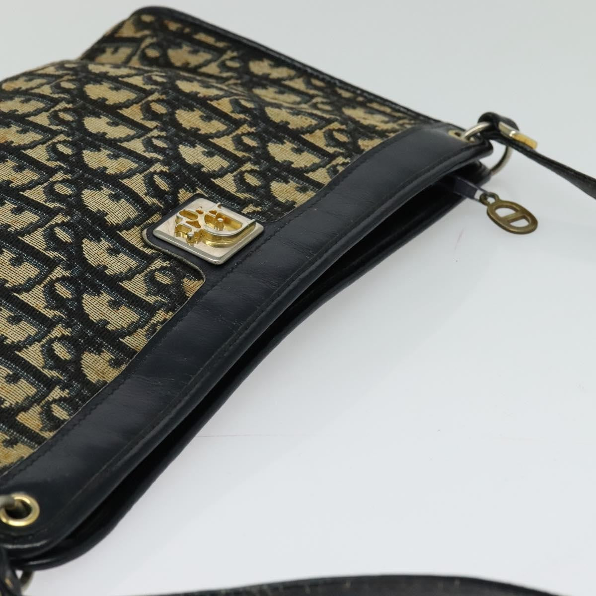 Christian Dior Vintage Trotter Shoulder Bag Canvas, NAVY, CANVAS, Shoulder bag