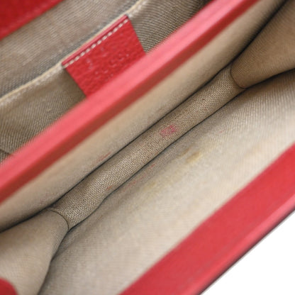 Gucci Interlocking Shoulder Bag Leather, RED, LEATHER, Shoulder bag