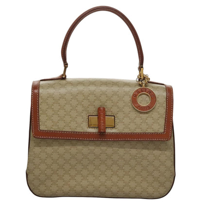 Celine Vintage Convertible Top Handle Bag Macadam Coated Canvas, BEIGE, CANVAS, Handbag